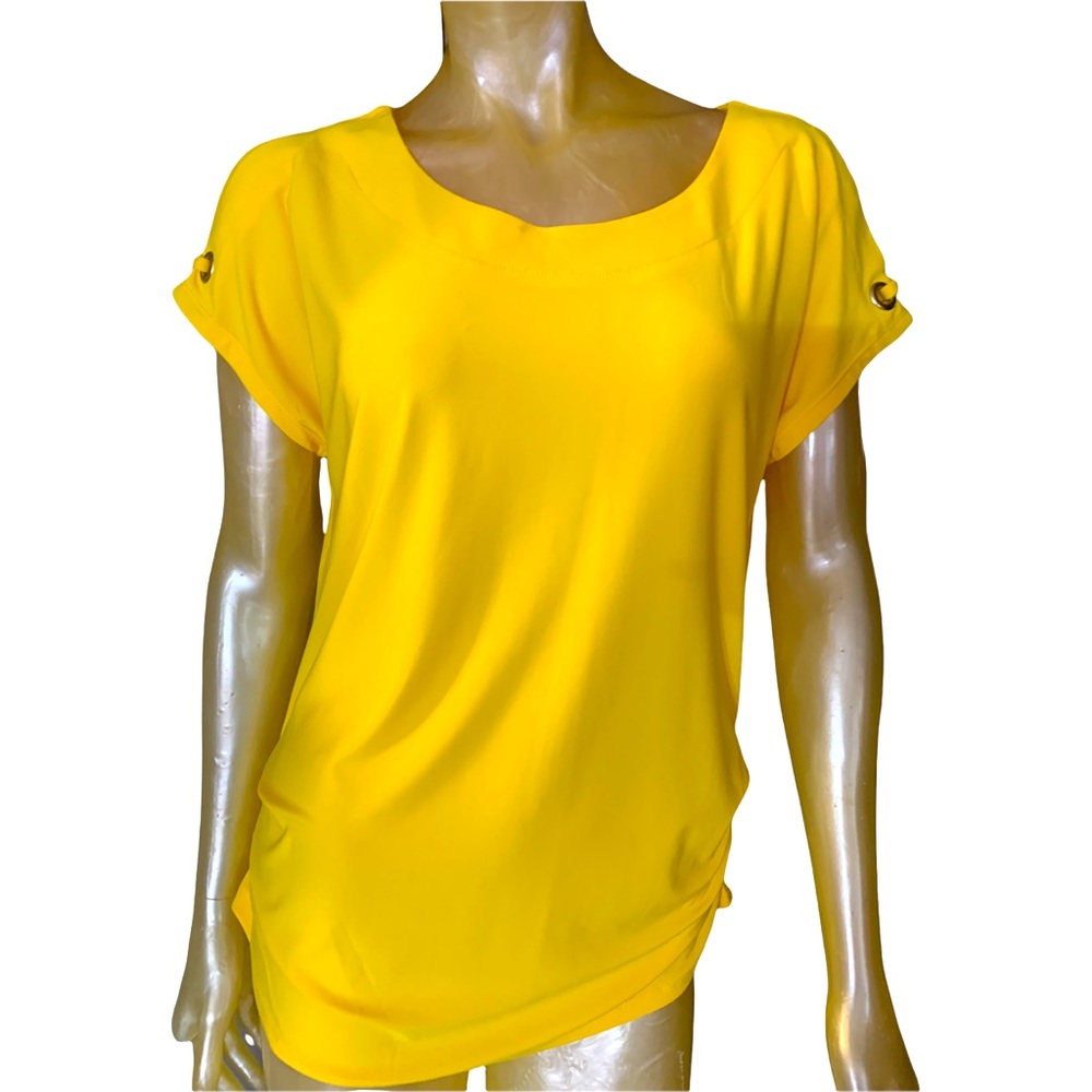 009-Lux II shoulder slit, short sleeve blouse